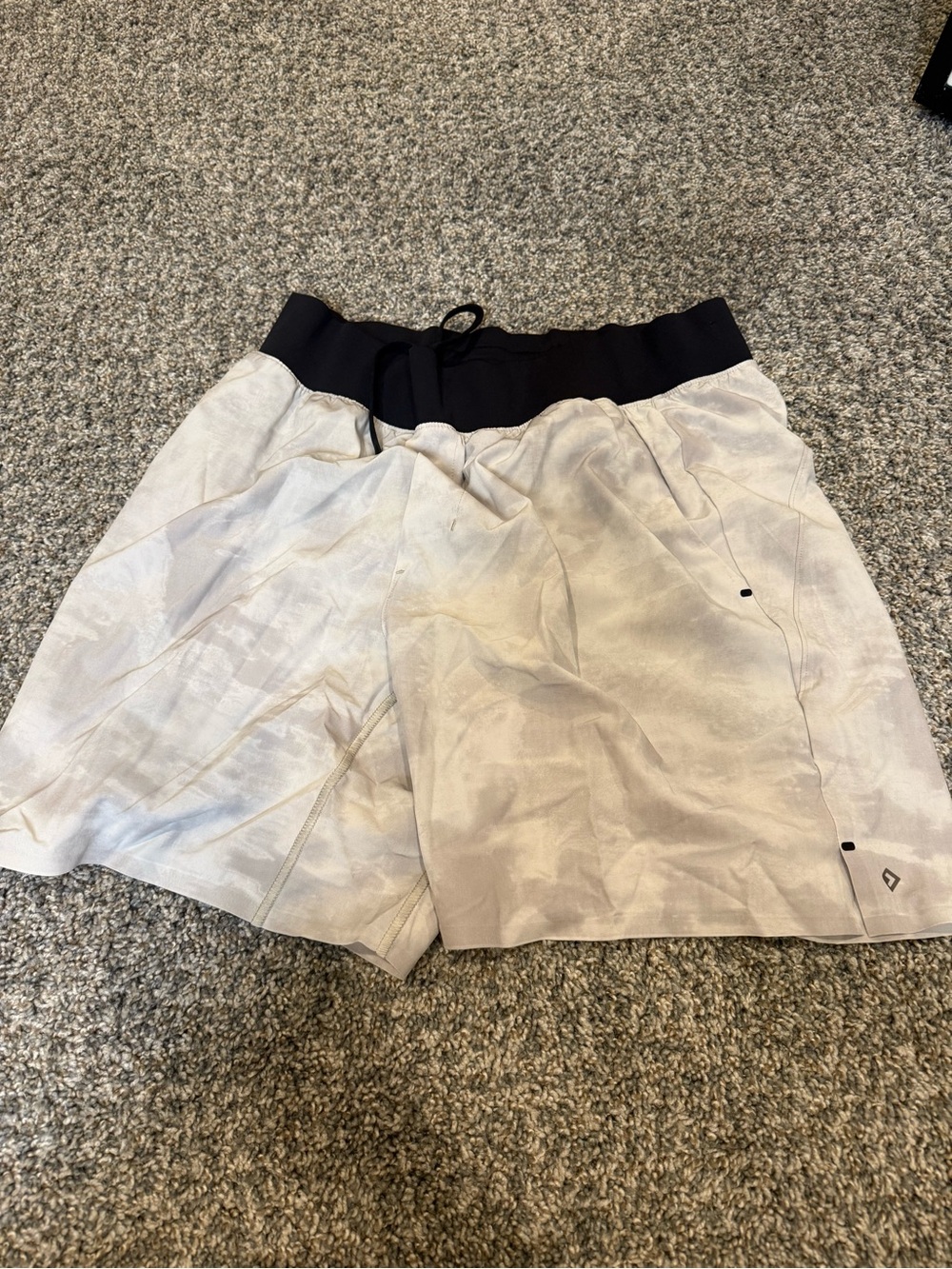 Men's Athletic Drawstring Shorts in Light Gray with Black Waistband
